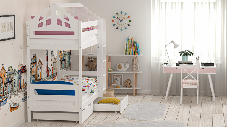 Łóżko piętrowe dla dzieci domek Damiano (1)