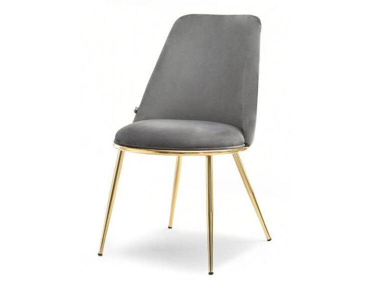 Nowoczesne krzesło welurowe Doris szare glamour na złotych nogach (1)