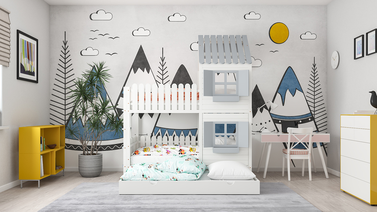Łóżko piętrowe dla dzieci domek Kevin DBP UK (1)