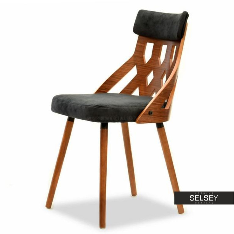 Krzesło Crabi czarny-orzech z ażurowym oparciem z fornirowanej sklejki (1)