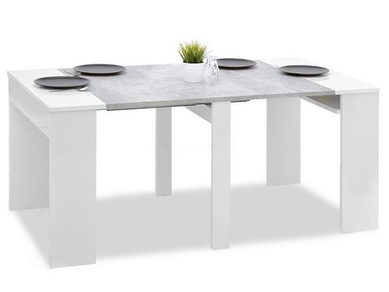 Nowoczesny stół z dużym rozkładanym blatem messa biały beton (1)
